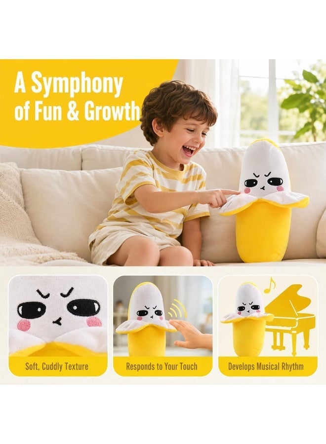 Interactive musical stuffed banana toy with touch-sensitive features; soft plush doll that plays sounds and melodies; yellow - Image 4