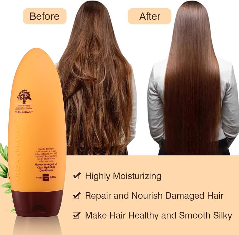ARGANMIDAS Hair Conditioner, 15.3 Fl Oz Sulfate-Free Conditioner Intensely Smooth and Clear Hydrating Hair Conditioner, Argan Oil Daily Moisture Deep Conditioner for Color Treated Hair, Effectively - Image 4