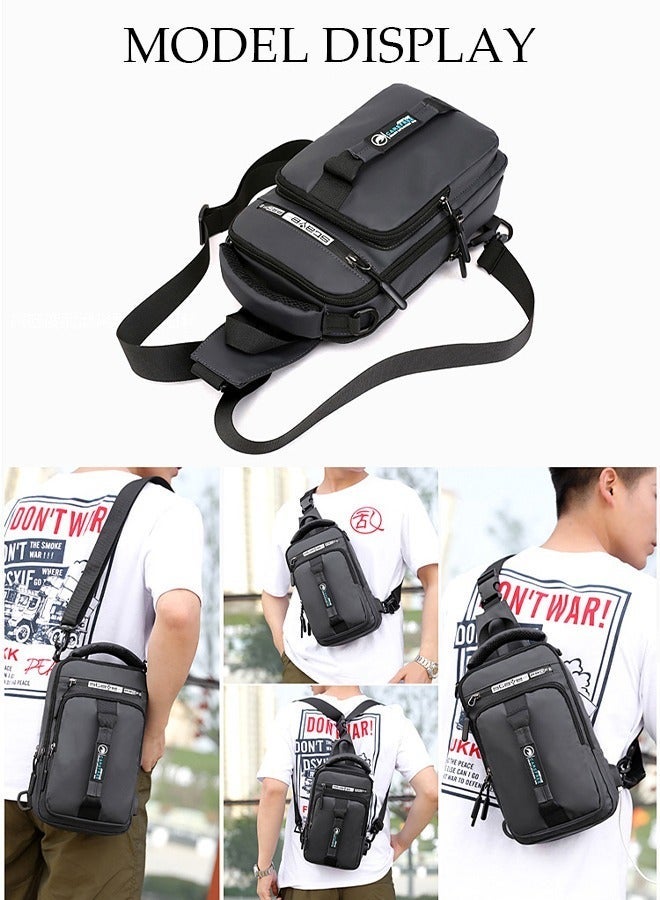 DUNISO Multipurpose Crossbody Bag for Men Lightweight Shoulder Bag with Adjustable Strap Chest Bag with USB Charger Port Everyday Carry On Bag Small Sling Bag for Travel Work Sports - Image 3