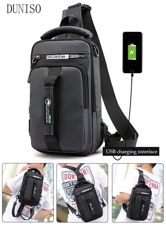 DUNISO Multipurpose Crossbody Bag for Men Lightweight Shoulder Bag with Adjustable Strap Chest Bag with USB Charger Port Everyday Carry On Bag Small Sling Bag for Travel Work Sports - Image 1