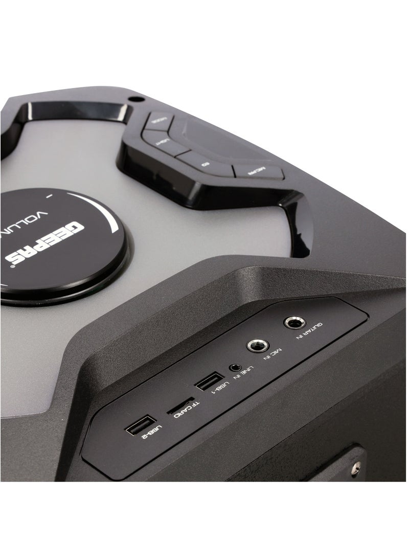 GEEPAS Rechargeable Professional Speaker With Remote Control And Microphone |  80000W PMPO |  USB/ FM/ TF Card/ Bluetooth/ TWS - Image 4