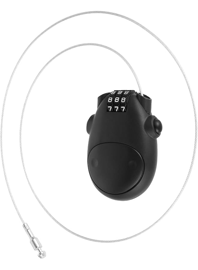 PROMASS PROMASS 1Pack Retractable Adjustable Cable Lock Combination Cable Lock, Travel Lock, with 28" Cable 3 Digit Combination Padlock Luggage Lock, for Suitcase Stroller Bike, Black  - Image 1