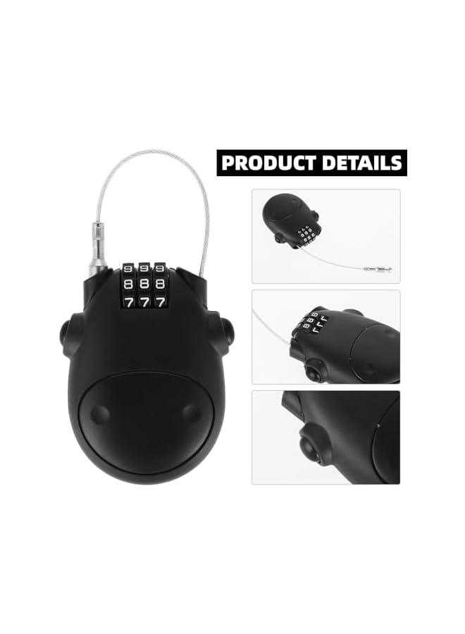 PROMASS PROMASS 1Pack Retractable Adjustable Cable Lock Combination Cable Lock, Travel Lock, with 28" Cable 3 Digit Combination Padlock Luggage Lock, for Suitcase Stroller Bike, Black  - Image 5