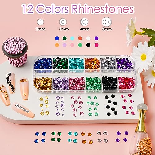 Canvalite Rhinestones for Face Colorful Face Gems Jewels AB & Clear Eye Hair Nail Gems with Quick Dry Makeup Glue, 1 Rhinestones Picker Wax Pen, 1 Tweezers for Nail Art Makeup - Image 4