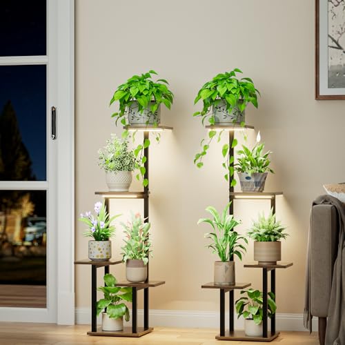 LATIBELL Plant Stand Indoor with Grow Light - 2 Pack Metal Plant Shelf for Indoor Plants Multiple, 5 Tiered Corner Plant Stand Shelves, Plant Rack Display Flower Holder for Living Room Patio Balcony - Image 4