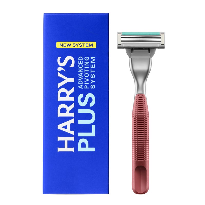 Harry's-PLUS: Razor for Men - Premium Handle and Razor Blade Cartridge - Advanced Pivoting System - Shaving Kit for Men - Clay - Image 1