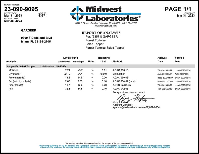Gargeer 2oz Forest Tortoise Food Supplement, Flower Salad Mix Topper. Supercharge Juveniles & Adults Appetite, Health & Immune System. Complete Diet, Rich with Vitamins, Made in The USA. Enjoy! - Image 5