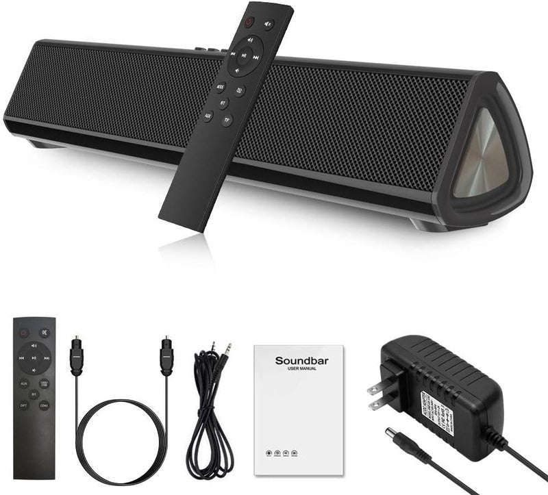جابي Sound Bar 15.7 Inch Soundbar for Smart TV Speaker with USB/AUX Connectivity, PC Desktop Speaker, Stereo Wireless Computer Bar Speaker, Subwoofer, for TV/Desktop/Laptop (Black) - Image 1