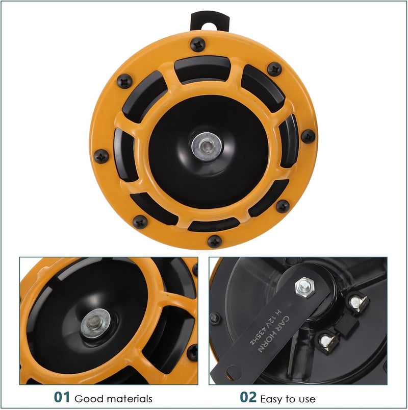 Car Horn Replacement Air Horn for Truck 2pcs Waterproof Loud Universal Yellow Suitable for Automotive Exterior Accessories - Image 3