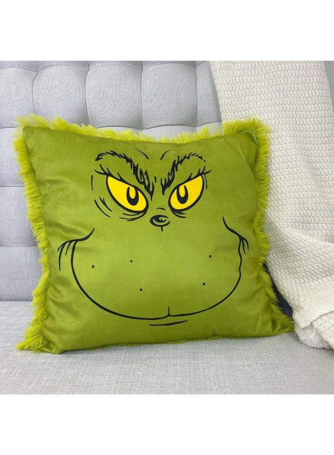 فرانكو وسادة ديكور من الفرو الصناعي بتصميم Grinch، عادية، مقاس 18 بوصة × 18 بوصة - Image 4