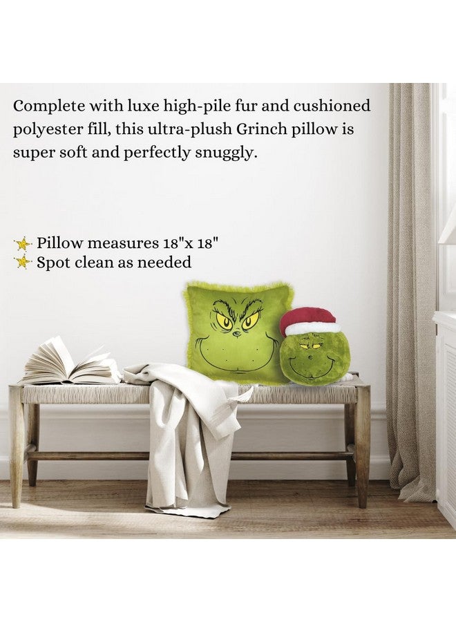 فرانكو وسادة ديكور من الفرو الصناعي بتصميم Grinch، عادية، مقاس 18 بوصة × 18 بوصة - Image 2