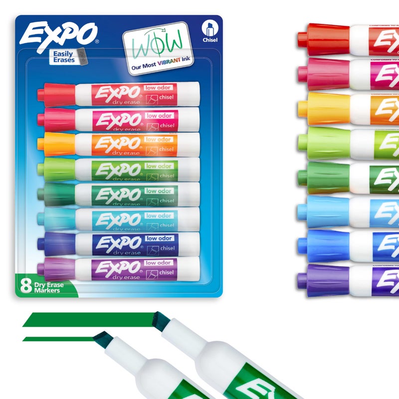 EXPO Low Odor Dry Erase Markers, Chisel Tip, Assorted Colors, 8 Count - Image 1