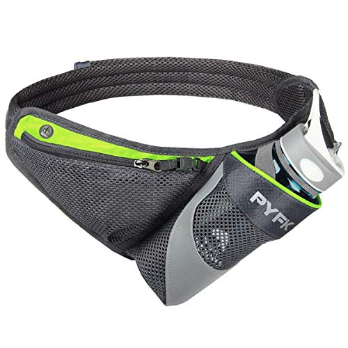 PYFK Running Belt Hydration Waist Pack with Water Bottle Holder for Men Women Waist Pouch Fanny Bag Reflective (Green) - Image 1