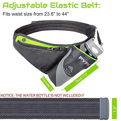PYFK Running Belt Hydration Waist Pack with Water Bottle Holder for Men Women Waist Pouch Fanny Bag Reflective (Green) - Image 2