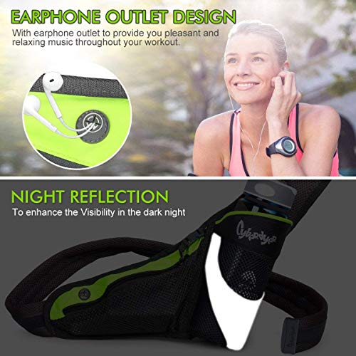 PYFK Running Belt Hydration Waist Pack with Water Bottle Holder for Men Women Waist Pouch Fanny Bag Reflective (Green) - Image 5