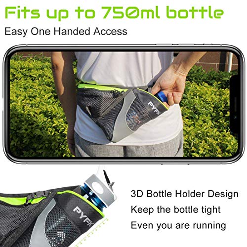 PYFK Running Belt Hydration Waist Pack with Water Bottle Holder for Men Women Waist Pouch Fanny Bag Reflective (Green) - Image 4