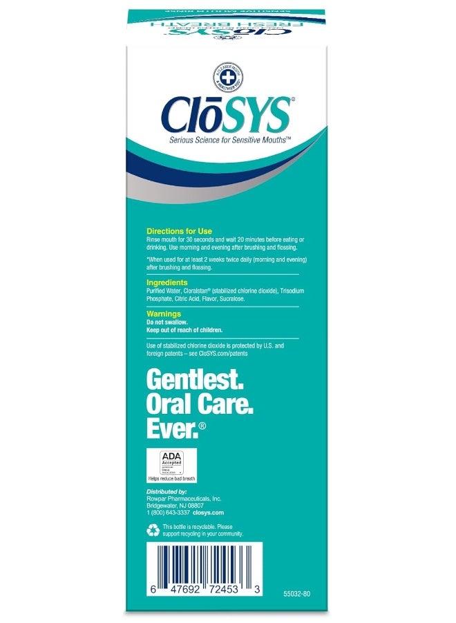CloSYS غسول فم CloSYS الحساس 32 أونصة 2 عدد بنكهة النعناع اللطيف خالي من الكحول خالي من الأصباغ متوازن الحموضة يساعد في تهدئة حساسية الفم ويكافح رائحة الفم الكريهة - Image 3