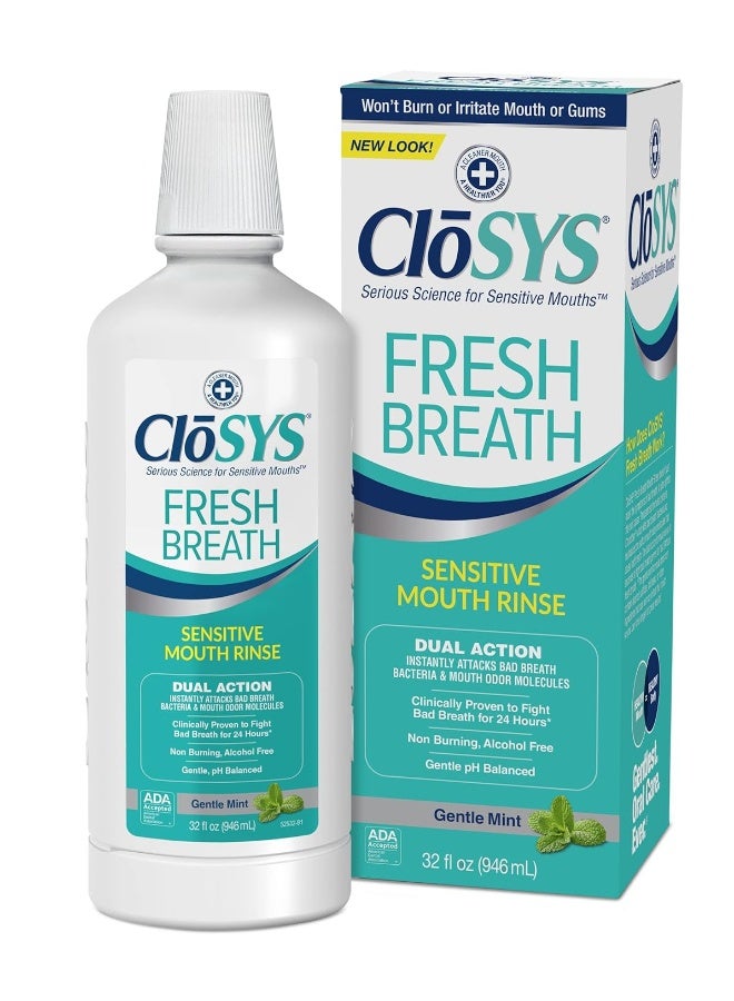 CloSYS غسول فم CloSYS الحساس 32 أونصة 2 عدد بنكهة النعناع اللطيف خالي من الكحول خالي من الأصباغ متوازن الحموضة يساعد في تهدئة حساسية الفم ويكافح رائحة الفم الكريهة - Image 2