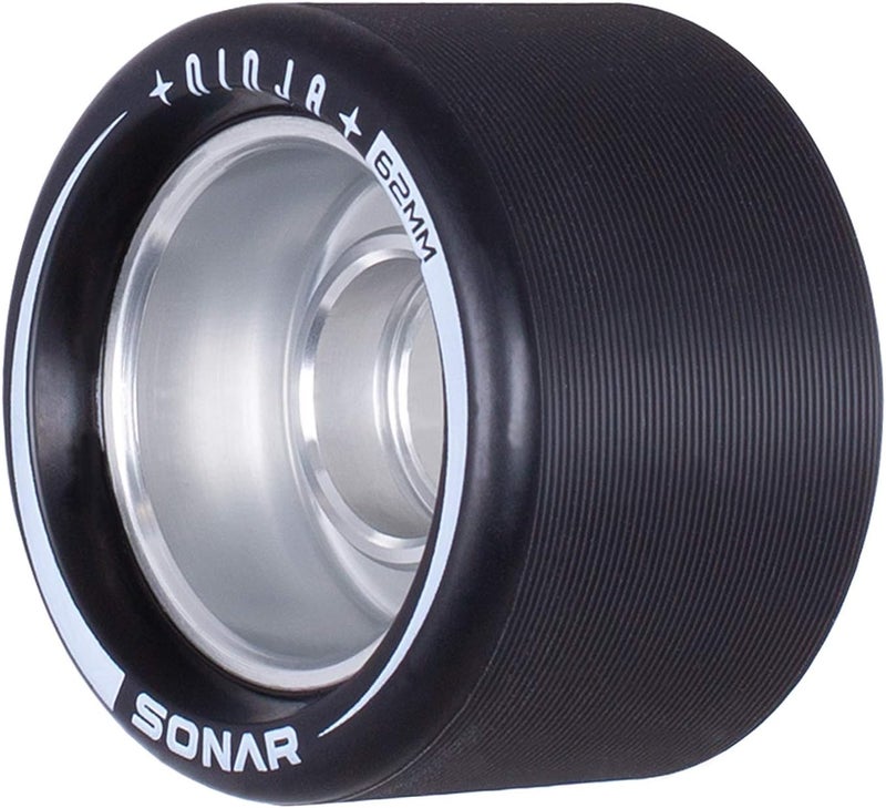 Riedell Ninja Speed Wheels - Sonar Roller Skate Wheels - 4 Pack of 62mm x 43mm | Black | 94A - Image 1