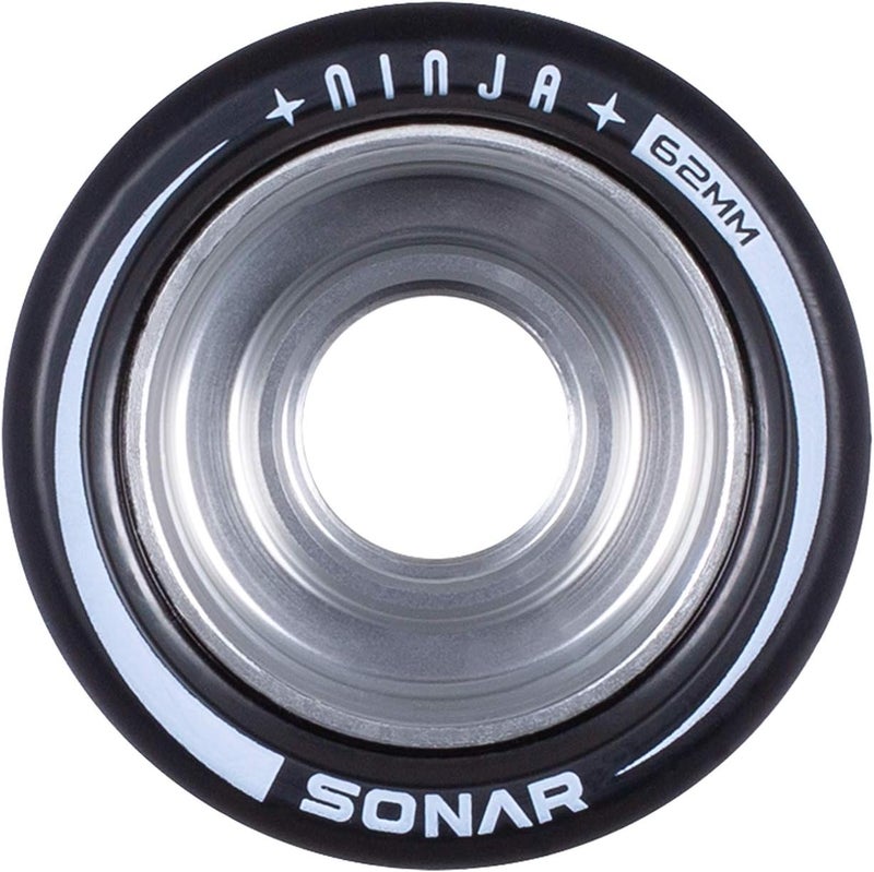 Riedell Ninja Speed Wheels - Sonar Roller Skate Wheels - 4 Pack of 62mm x 43mm | Black | 94A - Image 2