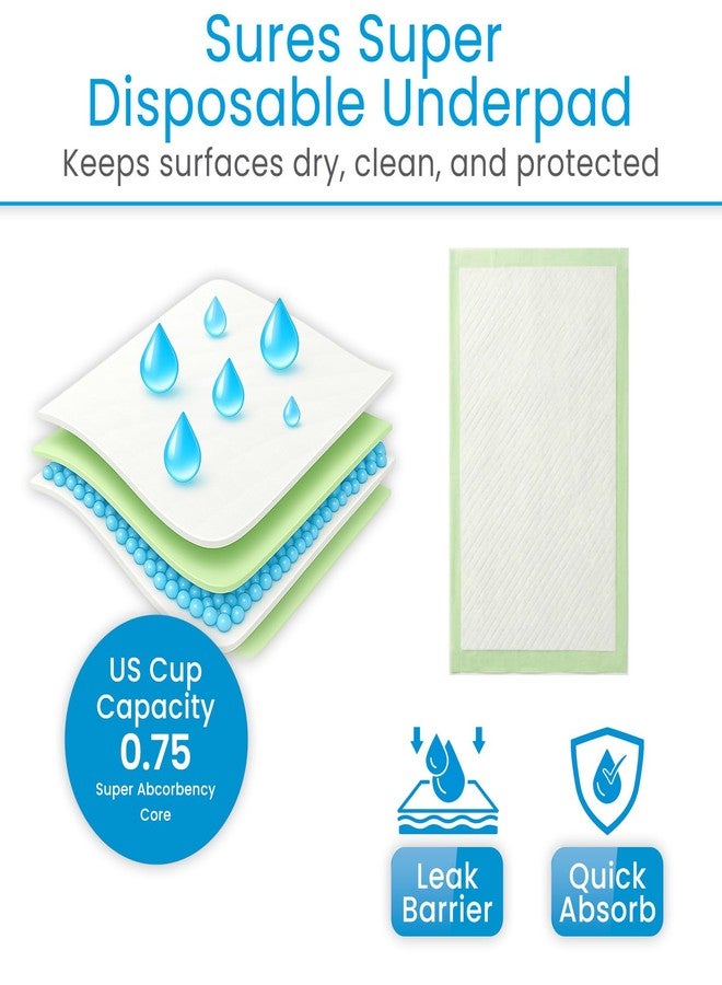 Sures Disposable Bed Pee Pads for Adults - (17" x 24", 100 Count) - Incontinence Underpads with Superior Absorbency - Pad for Elderly - Furniture & Surface Protection - Image 5
