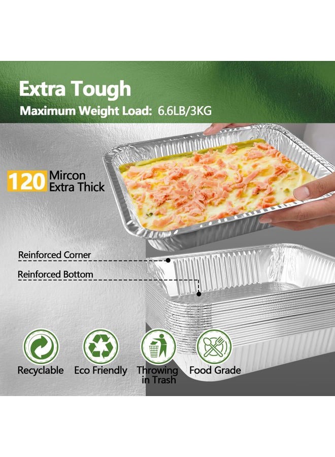 Demiwise Thickened 30 Pack Aluminum Pans with Lids, 9x13 Aluminum Foil Pans Disposable, Heavy Duty Half Size Steam Table Foil Baking Tray for Cooking, Baking, Roasting & Chafing, Carton Packaging - Image 4