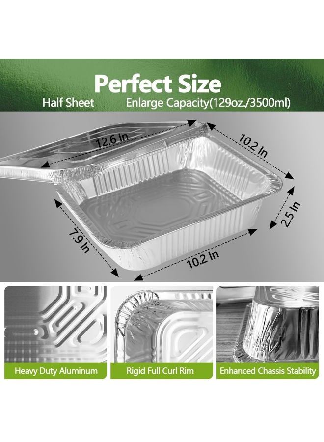 Demiwise Thickened 30 Pack Aluminum Pans with Lids, 9x13 Aluminum Foil Pans Disposable, Heavy Duty Half Size Steam Table Foil Baking Tray for Cooking, Baking, Roasting & Chafing, Carton Packaging - Image 3