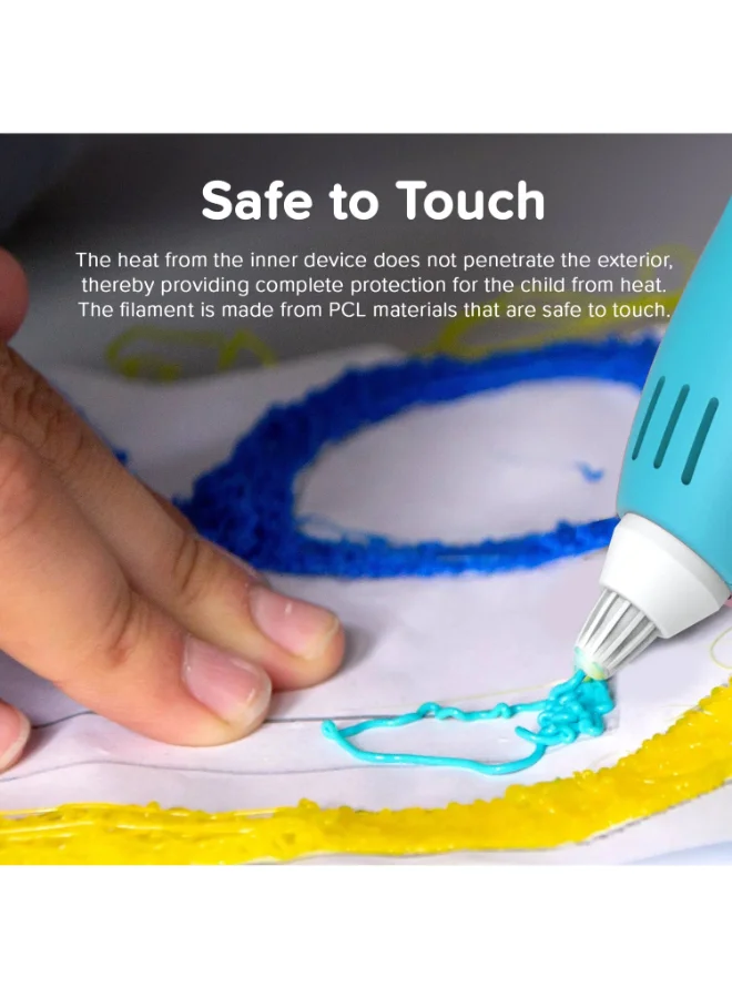 الخاص بي أولا قلم ثلاثي الأبعاد آمن للأطفال مع  ألوان خيوط - أزرق