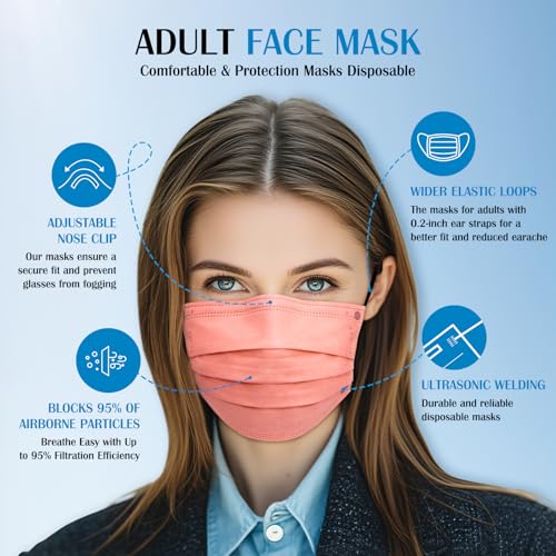 FENFEN Disposable Face Masks for Adults - 100 Pack Individually Wrapped, 4 Ply Protection, Fashion 10 Colors Facemask, Breathable and Comfortable Safety Lightweight Masks Disposable for Women & Men - Image 3