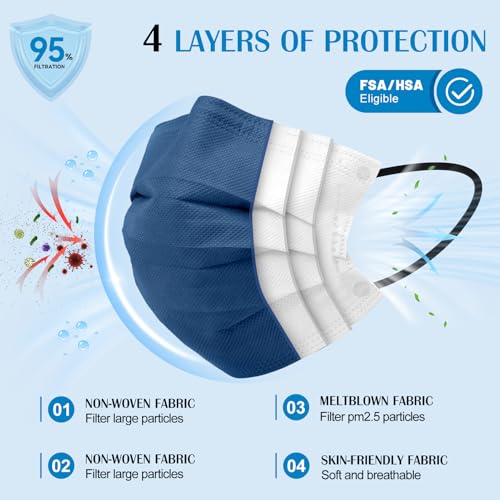 FENFEN Disposable Face Masks for Adults - 100 Pack Individually Wrapped, 4 Ply Protection, Fashion 10 Colors Facemask, Breathable and Comfortable Safety Lightweight Masks Disposable for Women & Men - Image 2