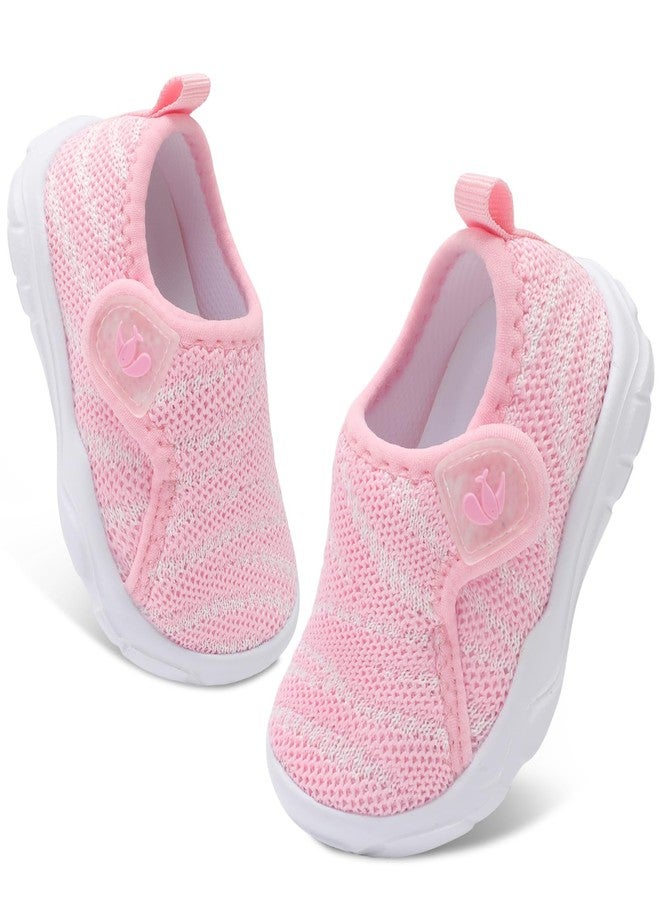 FEETCITY Baby Shoes Boys Girls First Walking Shoes Infant Sneakers Lightweight Slip On Shoe, Pink Pattern, 18-21 Months Infant - Image 1