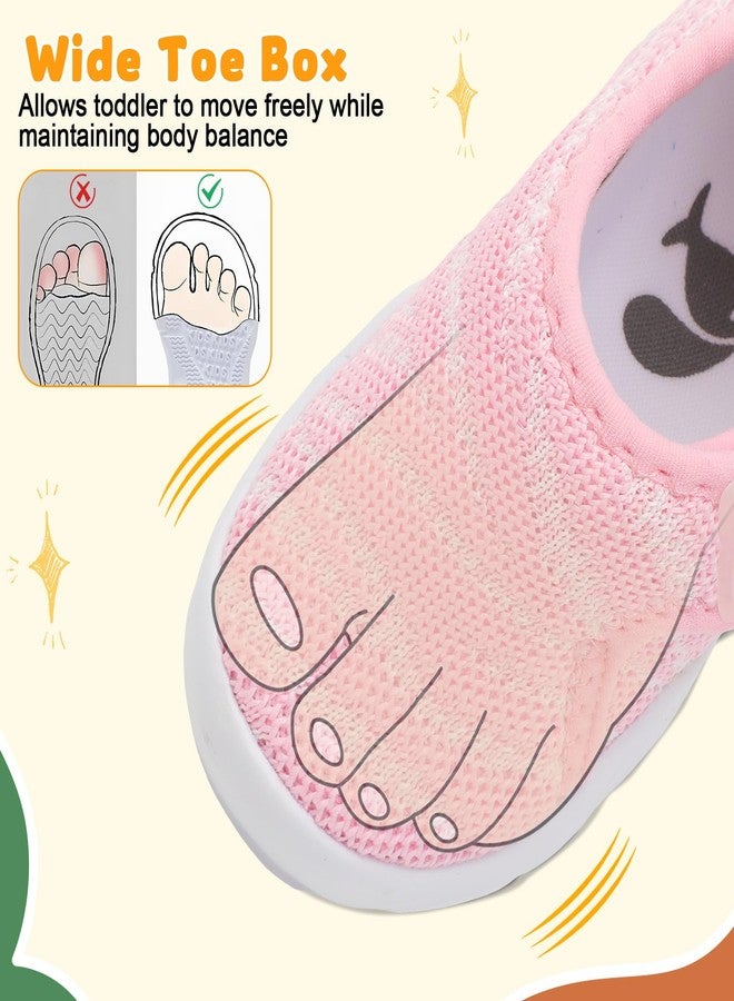 FEETCITY Baby Shoes Boys Girls First Walking Shoes Infant Sneakers Lightweight Slip On Shoe, Pink Pattern, 18-21 Months Infant - Image 3