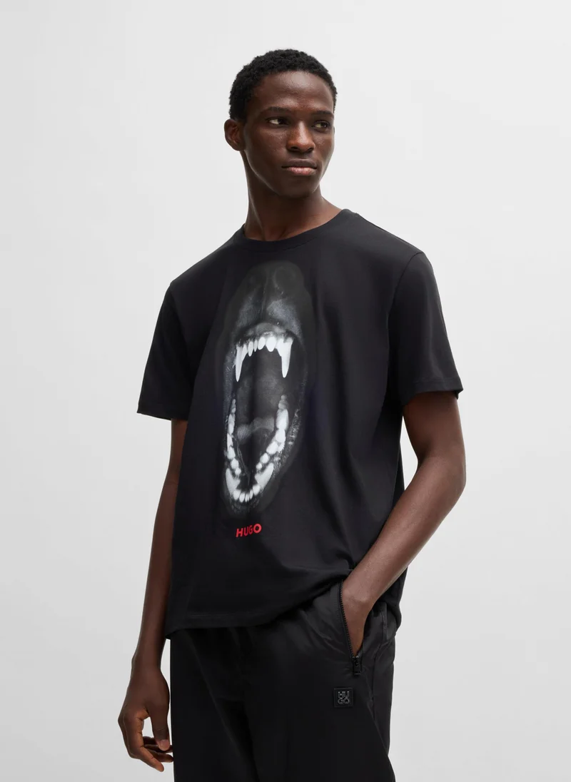 HUGO Cotton-jersey regular-fit T-shirt with animal graphic