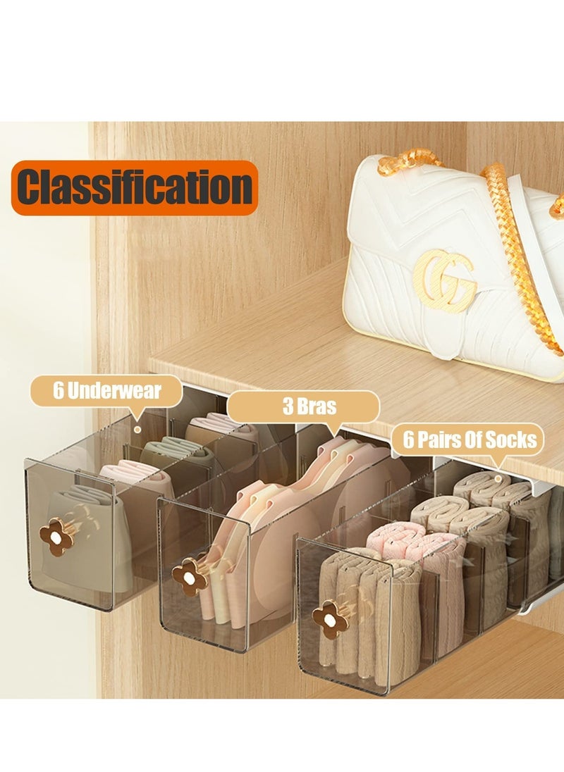 Excefore - Drawer Underwear Organizer Divider, 14.5*4.4*3.5inch Wall Mount 6 Cell Drawer Storage Boxes and Acrylic Organizers for Lingerie, Socks, Ties, Data Cable, Spices Organization and Storage (White) - Image 1