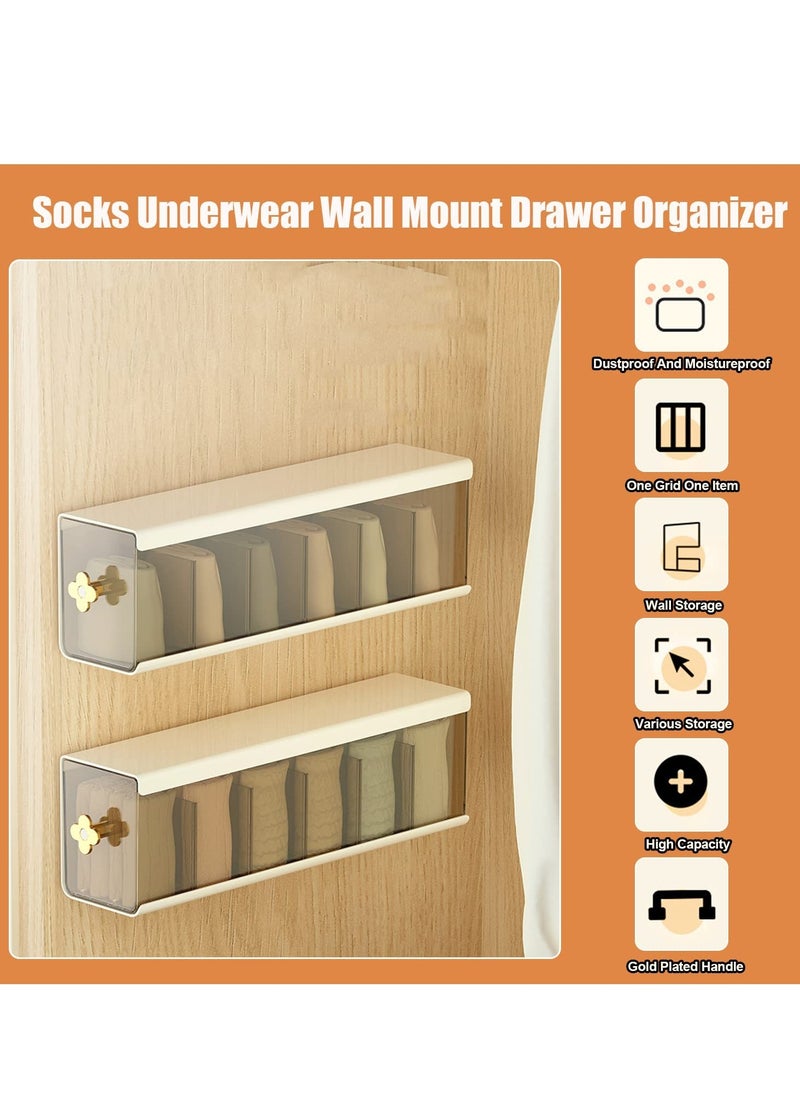 Excefore - Drawer Underwear Organizer Divider, 14.5*4.4*3.5inch Wall Mount 6 Cell Drawer Storage Boxes and Acrylic Organizers for Lingerie, Socks, Ties, Data Cable, Spices Organization and Storage (White) - Image 1