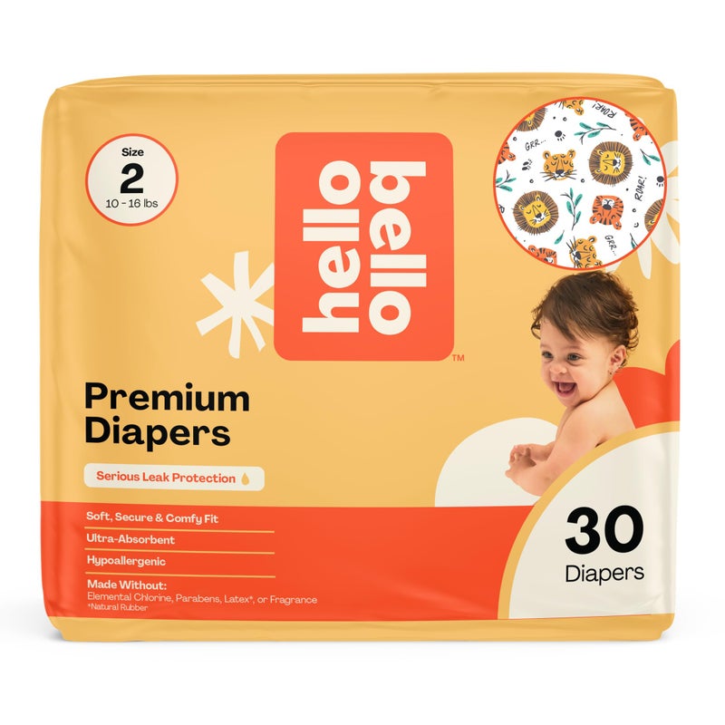 Hello Bello Diapers Size 2 1016 lbs Wild Cats 30 Count of Premium Disposable Baby Diapers Hypoallergenic with Soft ClothLike Feel - Image 2