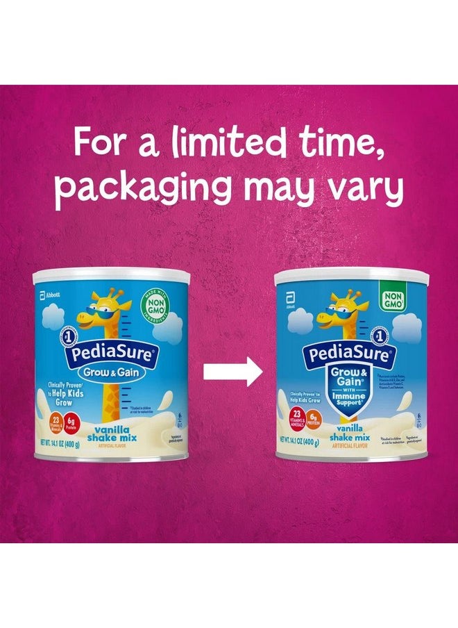 بدياشور مسحوق مزيج مشروب PediaSure Grow & Gain with Immune Support Shake، مشروب للأطفال، 23 فيتامين ومعادن، 6 جرام بروتين، يساعد الأطفال على اللحاق بالنمو، غير معدّل وراثيًا، خالٍ من الجلوتين، فانيليا، علبة 14.1 أونصة، 8 حصص  - Image 2
