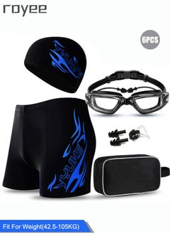 Royee 6PCS Swimwear Trunks For Men With Swimming Cap, Nose Clips Ear Plugs Swim Goggles Swimming Set  - Image 1