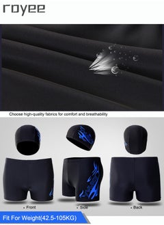 Royee 6PCS Swimwear Trunks For Men With Swimming Cap, Nose Clips Ear Plugs Swim Goggles Swimming Set  - Image 2
