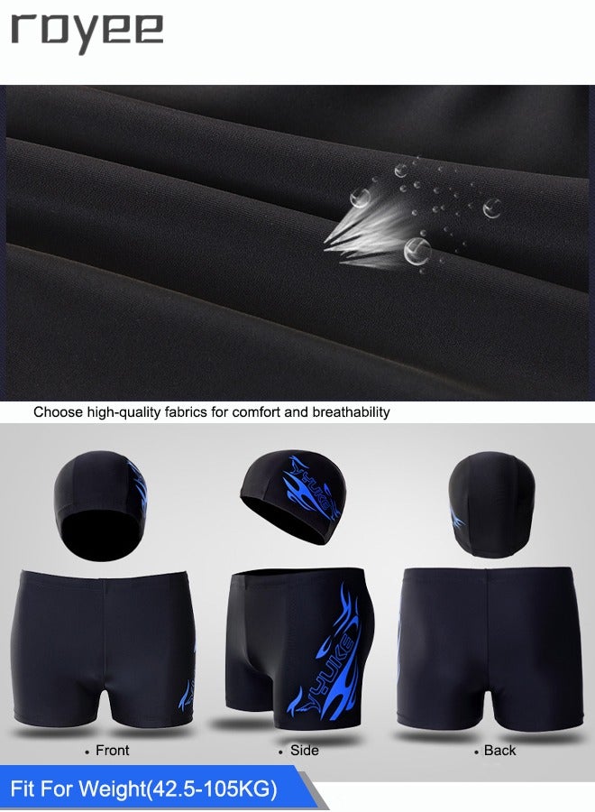 Royee 6PCS Swimwear Trunks For Men With Swimming Cap, Nose Clips Ear Plugs Swim Goggles Swimming Set - Image 2