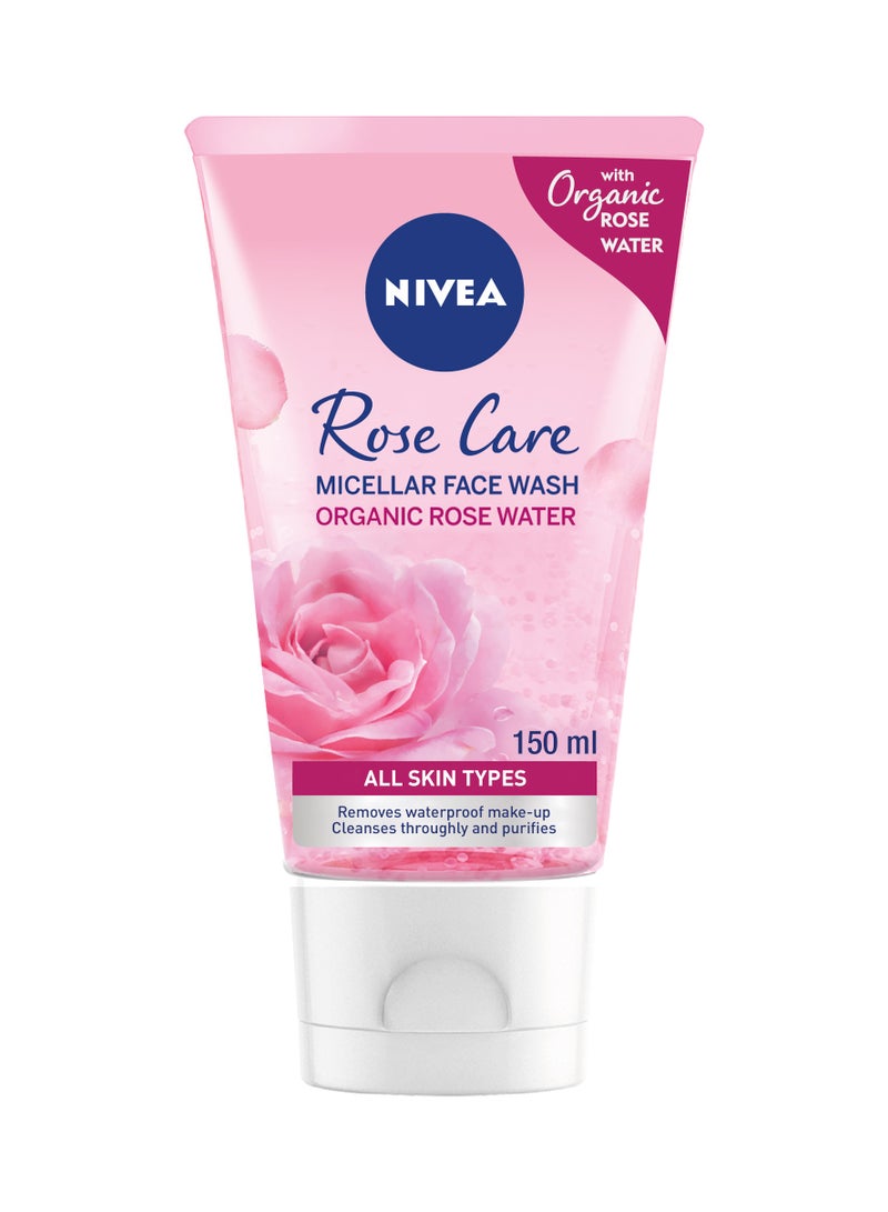 Nivea Rose Care Micellar Cleansing Face Wash Organic Rose For All Skin Types 150ml - Image 1