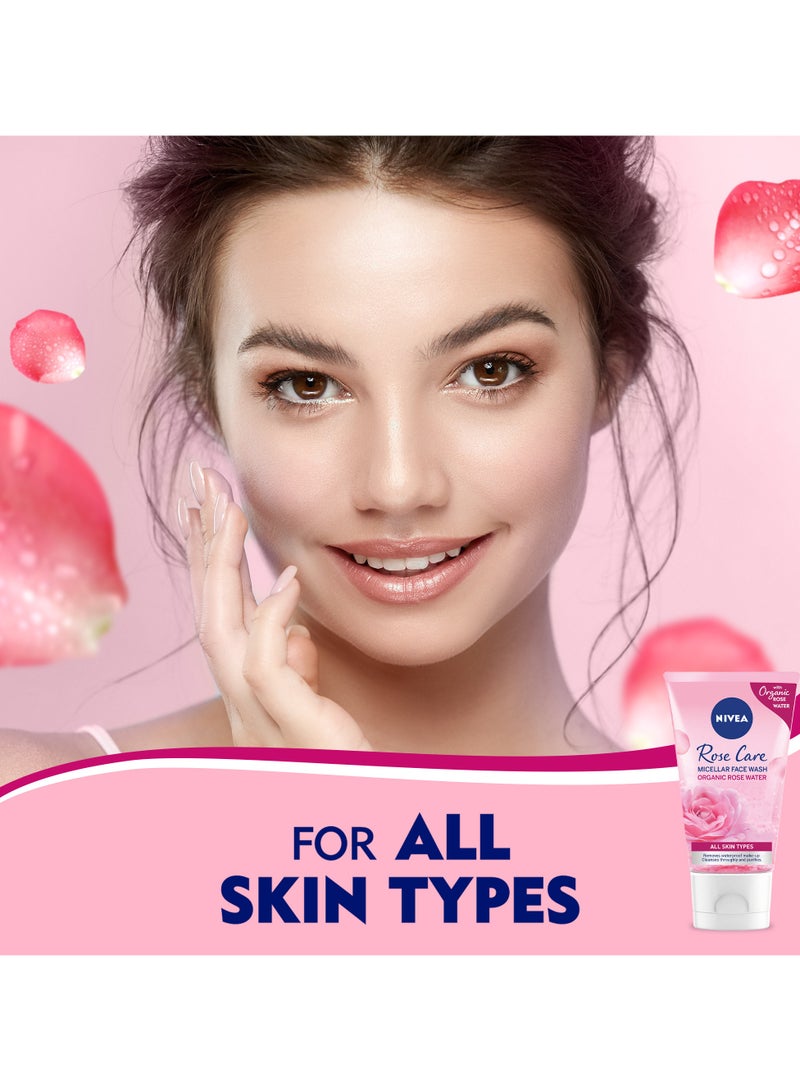 Nivea Rose Care Micellar Cleansing Face Wash Organic Rose For All Skin Types 150ml - Image 5