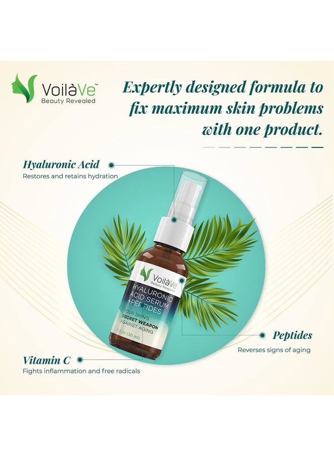 voilave Hyaluronic Acid Serum for Face - 100% Pure, Hydrating & Anti-Aging Formula with Collagen Peptides - Plumps, Moisturizes, Reduces Wrinkles & Dark Spots - Non-Greasy, Paraben-Free, 1 fl. oz - Image 5