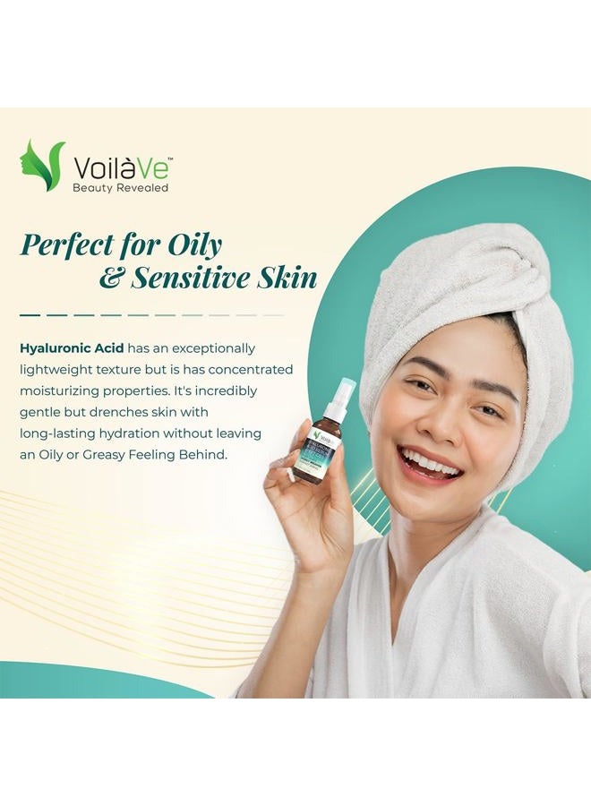 voilave Hyaluronic Acid Serum for Face - 100% Pure, Hydrating & Anti-Aging Formula with Collagen Peptides - Plumps, Moisturizes, Reduces Wrinkles & Dark Spots - Non-Greasy, Paraben-Free, 1 fl. oz - Image 2