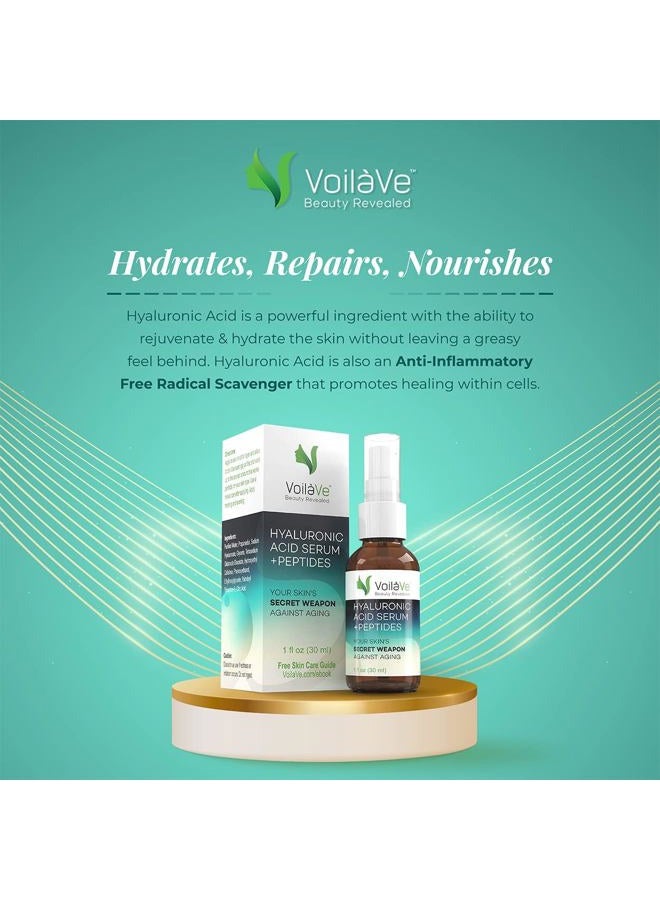 voilave Hyaluronic Acid Serum for Face - 100% Pure, Hydrating & Anti-Aging Formula with Collagen Peptides - Plumps, Moisturizes, Reduces Wrinkles & Dark Spots - Non-Greasy, Paraben-Free, 1 fl. oz - Image 3