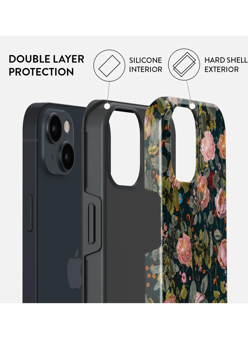 BURGA Luxury Gold Glitter Marble Phone Case Compatible with iPhone 15  Double Layer Silicone Protective Case Bloomy Garden
