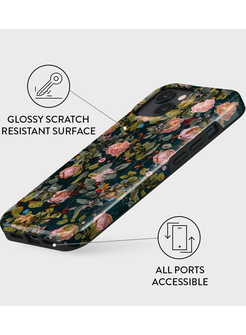 BURGA Luxury Gold Glitter Marble Phone Case Compatible with iPhone 15  Double Layer Silicone Protective Case Bloomy Garden