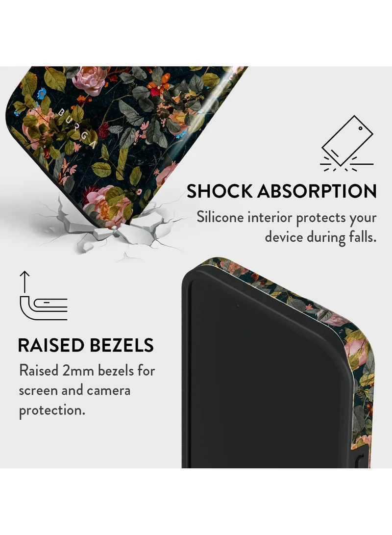 BURGA Luxury Gold Glitter Marble Phone Case Compatible with iPhone 15  Double Layer Silicone Protective Case Bloomy Garden