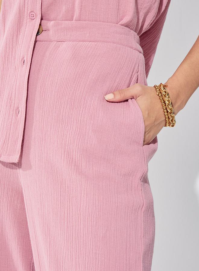 Styli High Rise Wide Leg Textured Trouser - Image 3