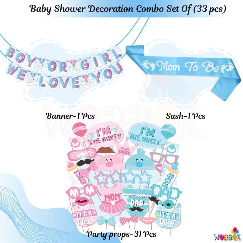 Wobbox Baby Shower Decoration Items| Baby Shower Ceremony Photo Booth Props for Photoshoot, Baby Shower Banner& Mom to Be Sash, Godh Bharai Ceremony Decoration Kit-(FP4746) - Image 2